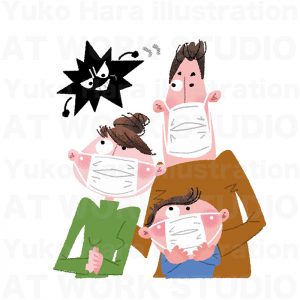 医療,健康イラスト|マスクを使ってインフルエンザを予防！