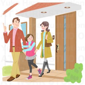 住宅,不動産,建設イラスト|オートロックなら安心