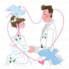 はらゆうこのイラスト作品『結婚』