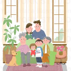 はらゆうこのイラスト作品『おじいちゃんおばあちゃんと一緒！_01』