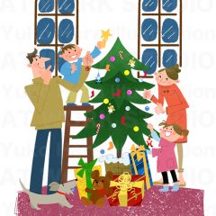 はらゆうこのイラスト作品『クリスマスの家族』