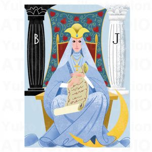 イラストレーターはらゆうこの描いたタロットカード『女教皇』