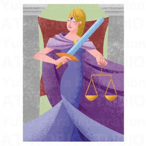 イラストレーターはらゆうこの描いたタロットカード『正義』