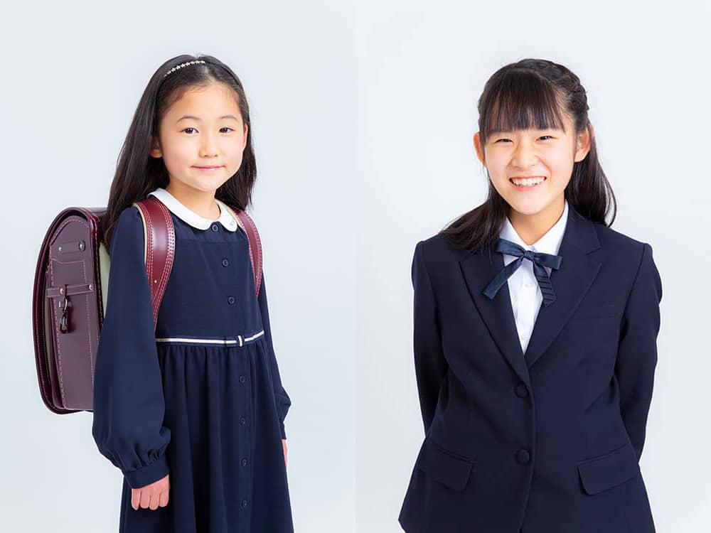 横浜市青葉区の写真スタジオで撮った新入学記念の姉妹の写真