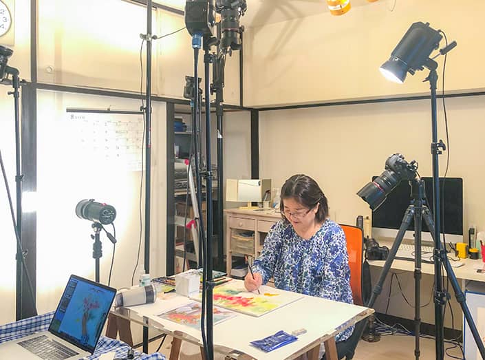 水彩画家 青木美和先生の作画プロセスを撮影